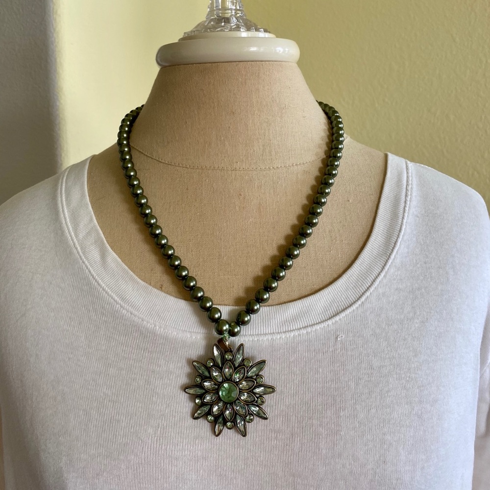 Olive green handmade necklace